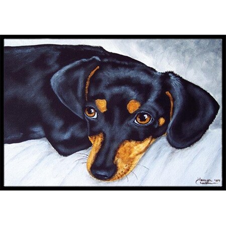 Carolines Treasures Carolines Treasures AMB1079JMAT Black & Tan Doxie Dachshund Indoor or Outdoor Mat; 24 x 36 AMB1079JMAT